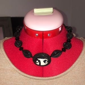 Carved leaves and flowers necklace/ choker